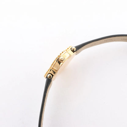 Van Cleef & Arpels Alhambra WTYB02B3 136574 YG & Leather QZ Watch with Shell-Face HH5655