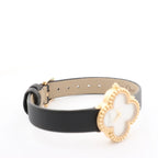 Van Cleef & Arpels Alhambra WTYB02B3 136574 YG & Leather QZ Watch with Shell-Face HH5655