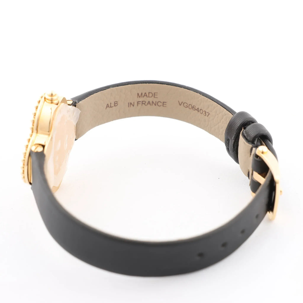 Van Cleef & Arpels Alhambra WTYB02B3 136574 YG & Leather QZ Watch with Shell-Face HH5655