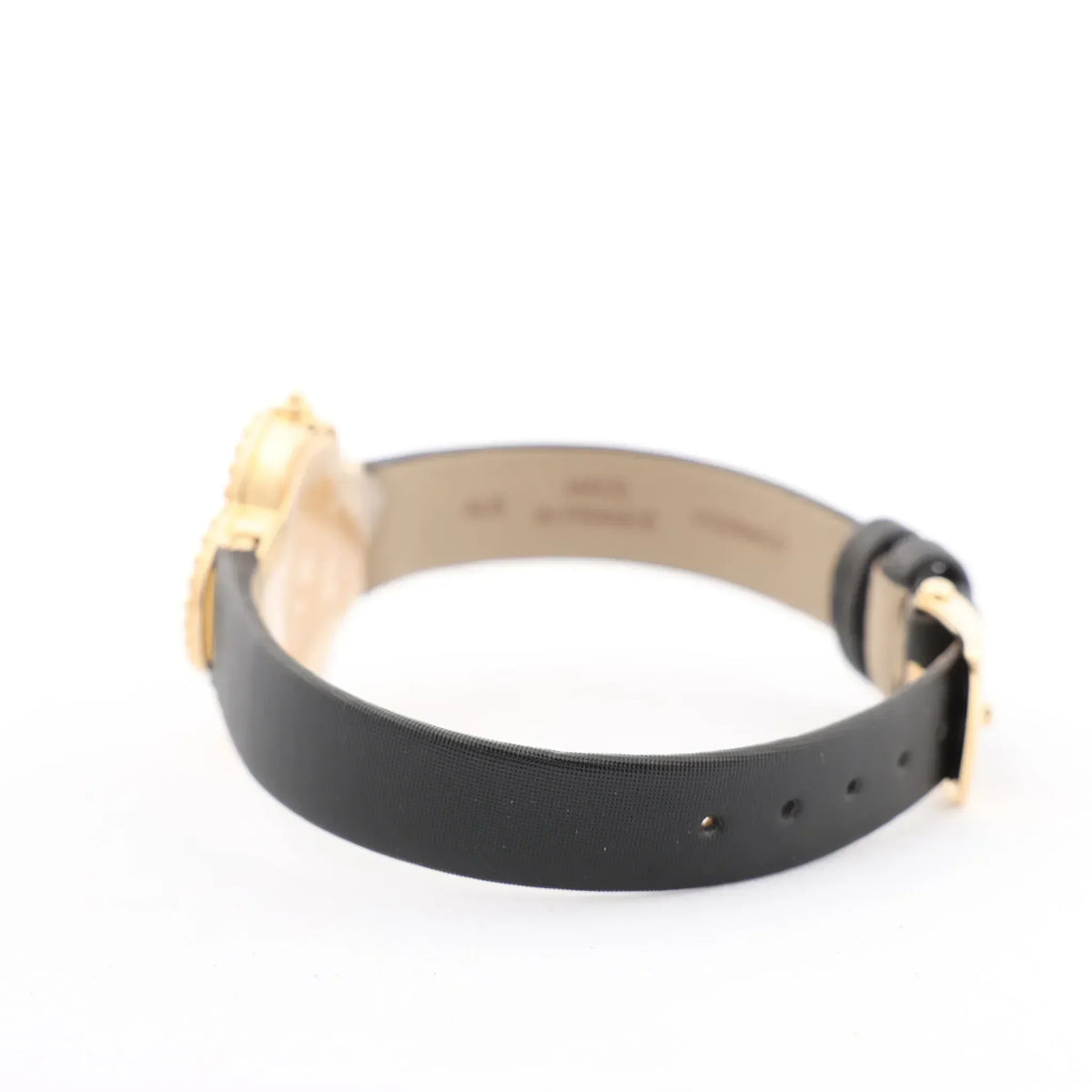 Van Cleef & Arpels Alhambra WTYB02B3 136574 YG & Leather QZ Watch with Shell-Face HH5655