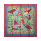 Hermès Carré 90 "LES PERROQUETS" Silk handkerchief in Burgundy