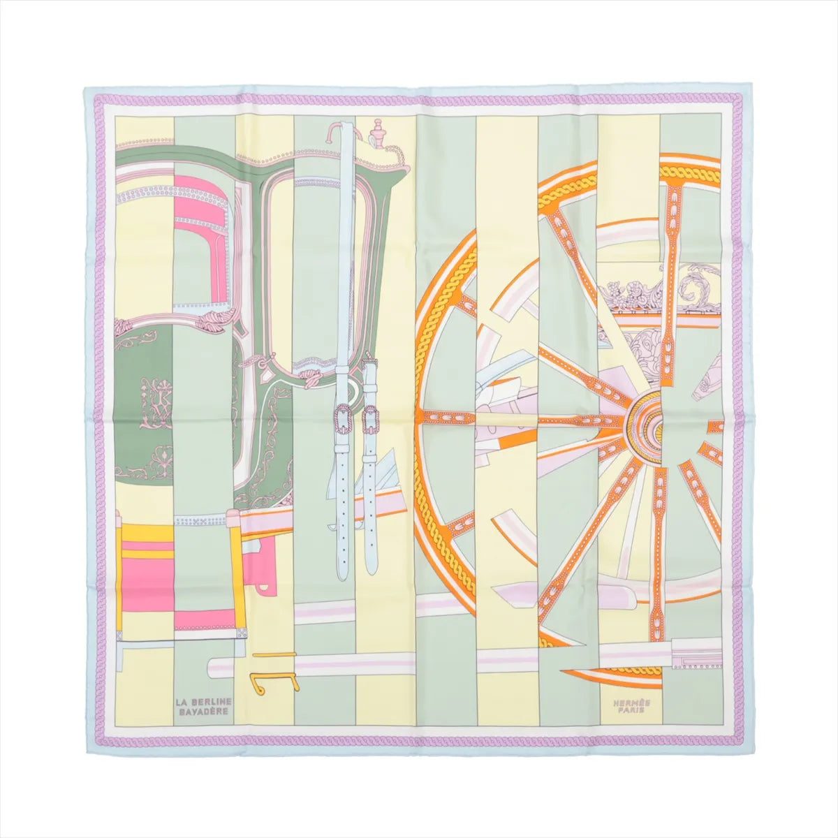 Hermes Carré 90 "LA BERLINE BAYADERE" Silk handkerchief in Pastel