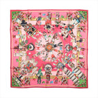 Pañuelo Hermès Carré 90 "LES CLES" 100% seda rosa