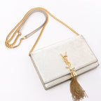 Saint Laurent Paris Kate Small Tassel Crossbody Bag in Silver Glitter