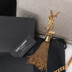 Saint Laurent Paris Kate Small Tassel Crossbody Bag in Silver Glitter