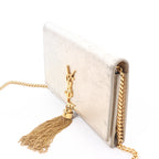 Saint Laurent Paris Kate Small Tassel Crossbody Bag in Silver Glitter