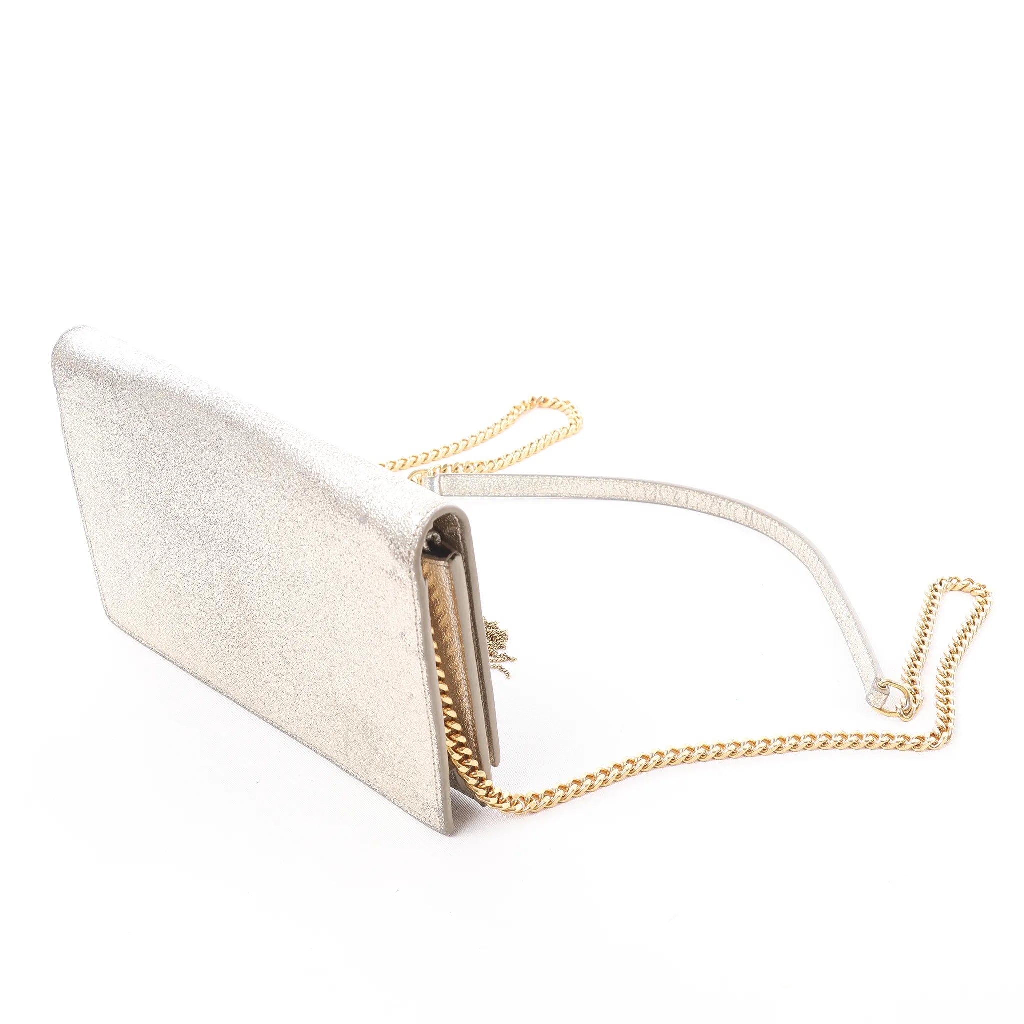 Saint Laurent Paris Kate Small Tassel Crossbody Bag in Silver Glitter
