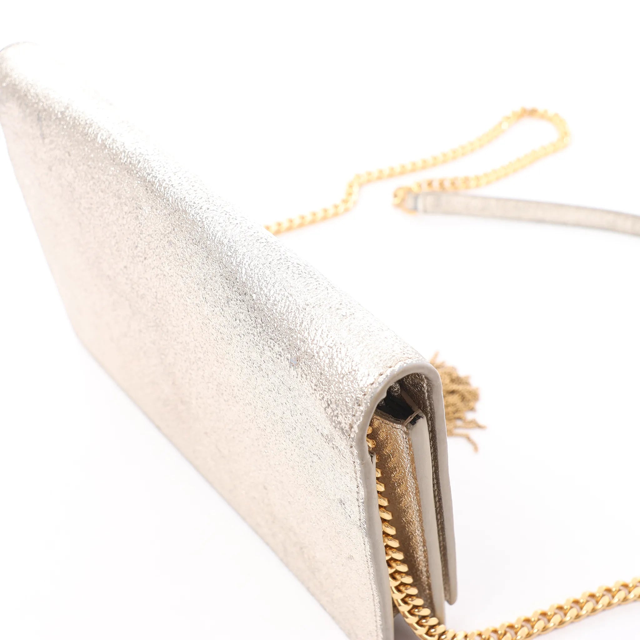 Saint Laurent Paris Kate Small Tassel Crossbody Bag in Silver Glitter