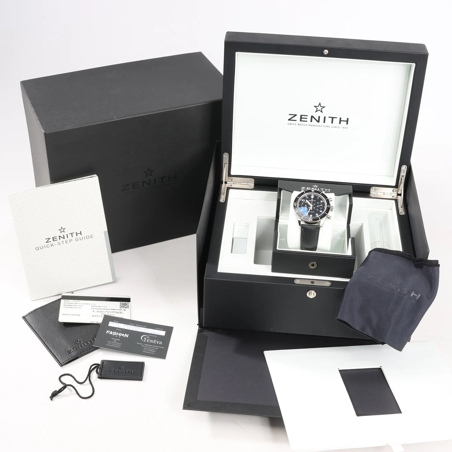 Zenith Chronometro TIPO CP-2 03.2240.4069 SS x Leather AT Watch with Black Dial