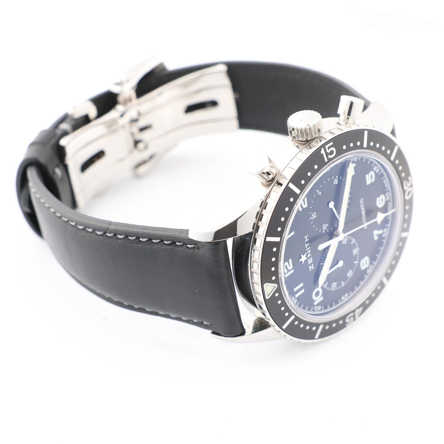 Zenith Chronometro TIPO CP-2 03.2240.4069 SS x Leather AT Watch with Black Dial