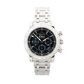 Zenith Rainbow El Primero stainless steel chronograph watch with black dial, three subdials, date window, tachymeter bezel, and stainless steel bracelet.