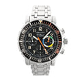 Zenith El Primero Rainbow Flyback 02.0480.405 watch featuring a stainless steel bracelet, black dial with multicolor subdial accents, and flyback chronograph function.