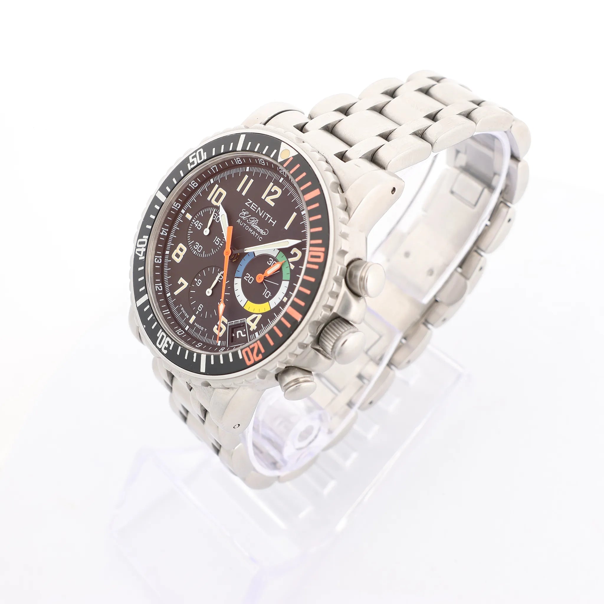 Zenith El Primero Rainbow Flyback 02.0480.405 SS AT Watch with Black Dial
