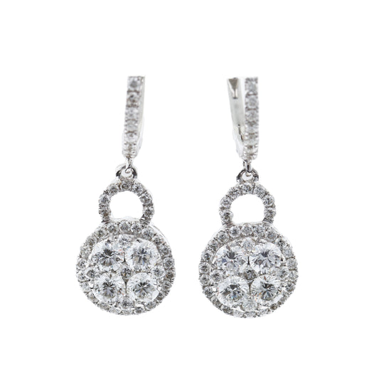 Non Signe / Unsigned Diamond Earrings K18WG 3.2 g D1.7