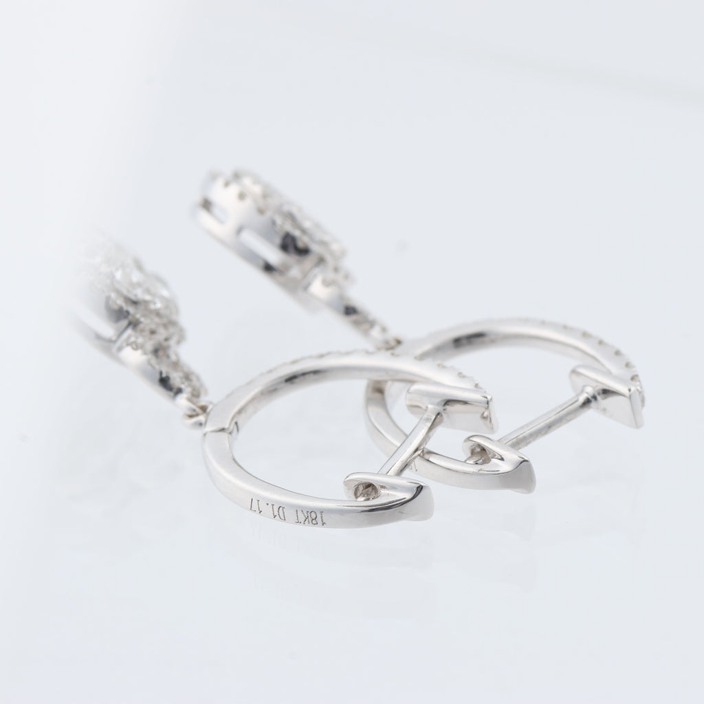 Non Signe / Unsigned Diamond Earrings K18WG 3.2 g D1.7