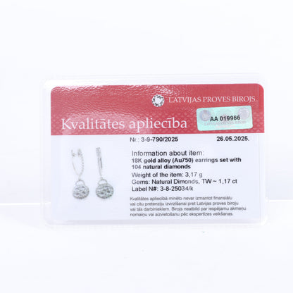 Non Signe / Unsigned Diamond Earrings K18WG 3.2 g D1.7