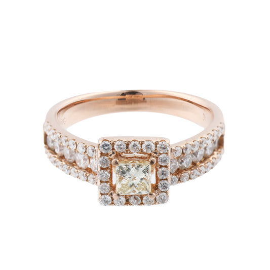 Non Signe / Unsigned 18k Pink GOLD RING with diamonds, Size 52 EU