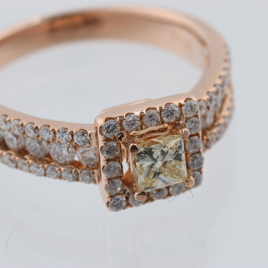 Non Signe / Unsigned 18k Pink GOLD RING with diamonds, Size 52 EU