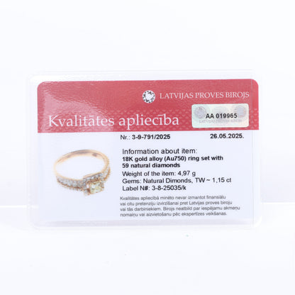 Unsignierter Ring aus 18-karätigem Roségold mit Diamanten, Größe 52 (EU)