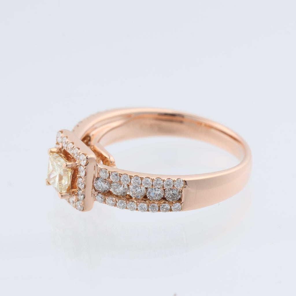 Non Signe / Unsigned 18k Pink GOLD RING with diamonds, Size 52 EU