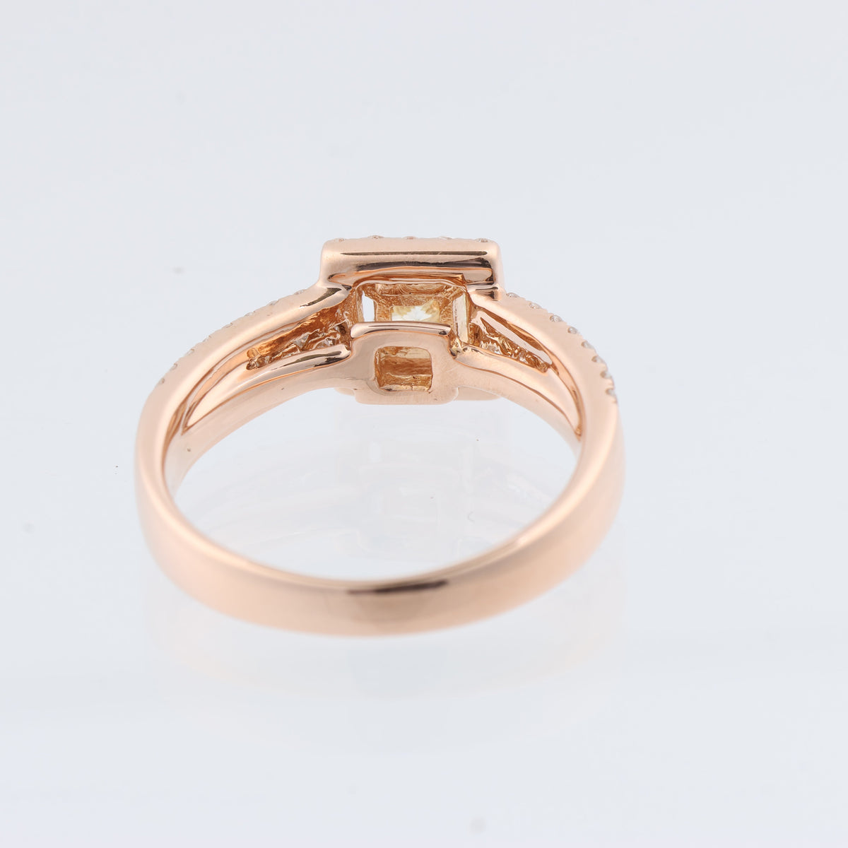 Non Signe / Unsigned 18k Pink GOLD RING with diamonds, Size 52 EU