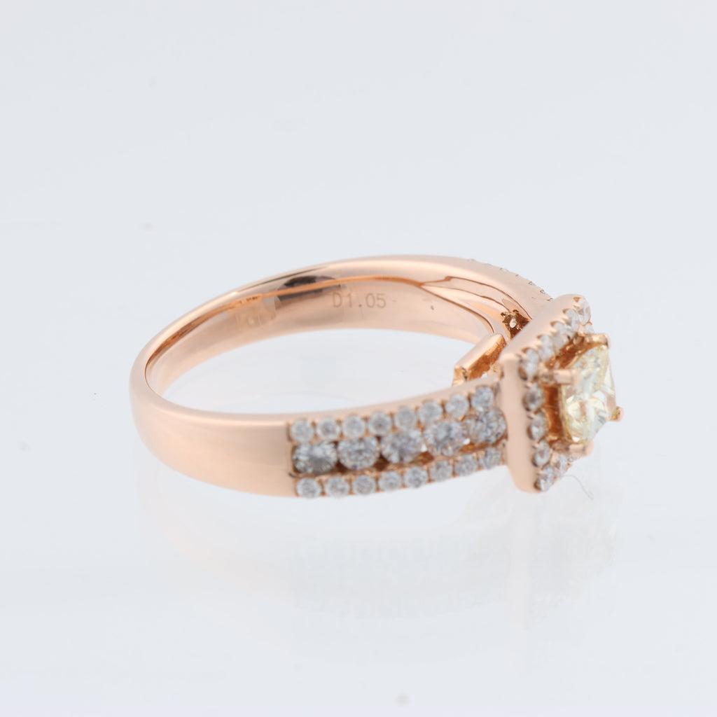 Non Signe / Unsigned 18k Pink GOLD RING with diamonds, Size 52 EU