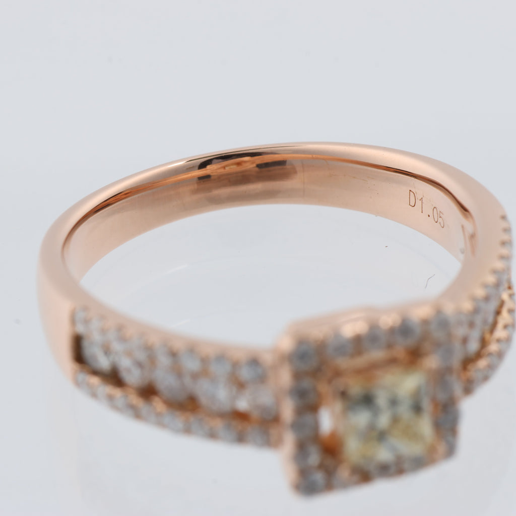 Non Signe / Unsigned 18k Pink GOLD RING with diamonds, Size 52 EU